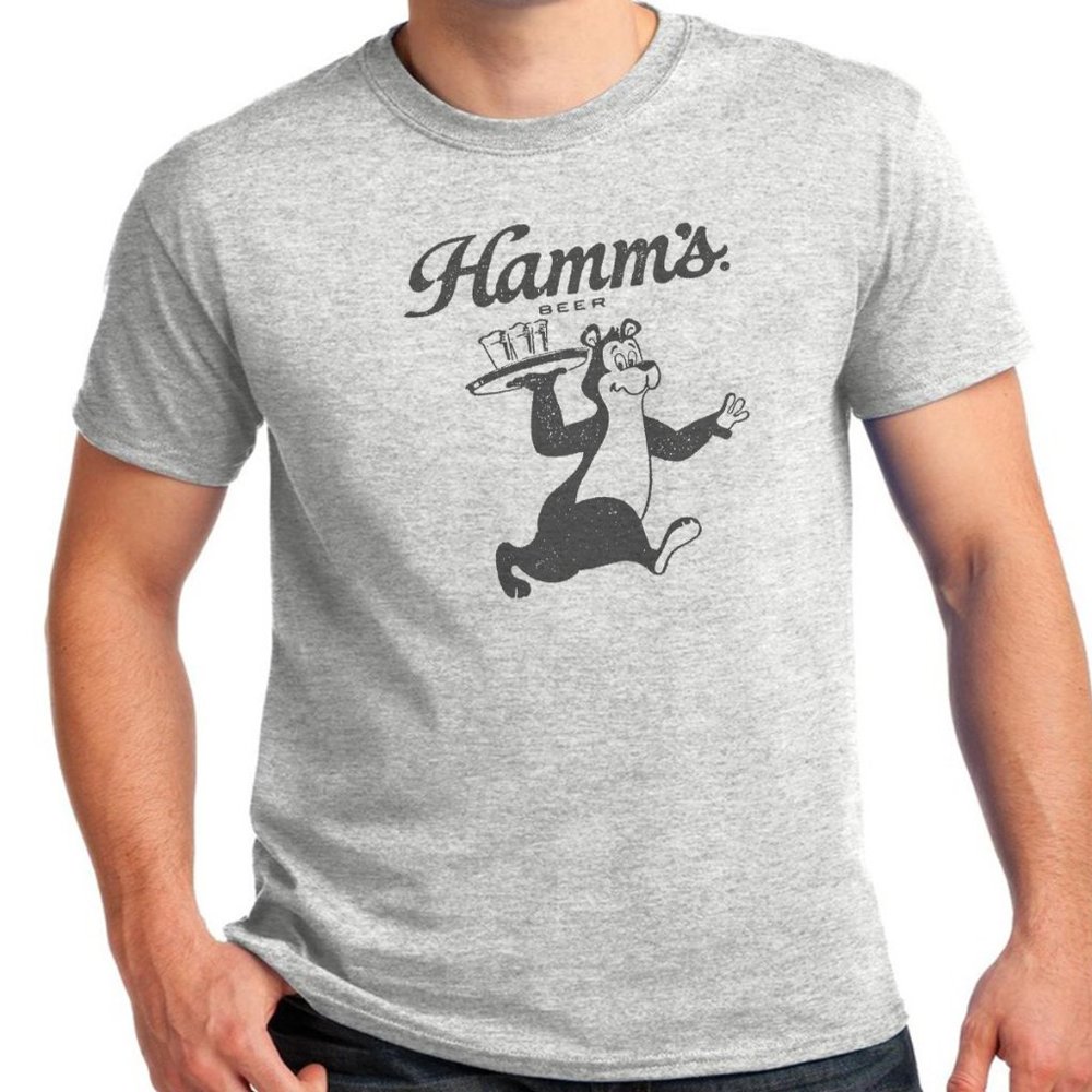 HAMMS BEER LOGO, COOL BEER ASH GREY MENS TEE, ALL SIZES T-1743